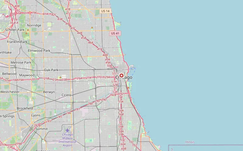 Karta som visar var Chicago ligger