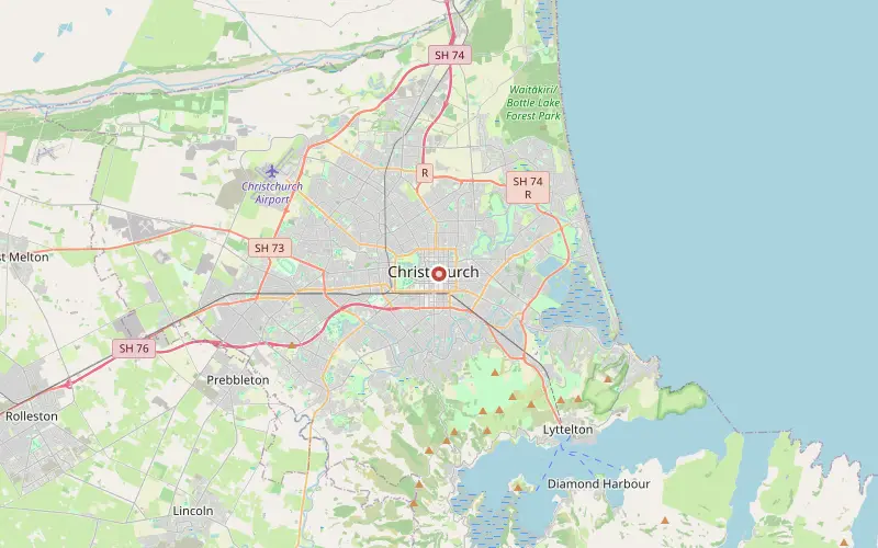 Karta som visar var Christchurch ligger