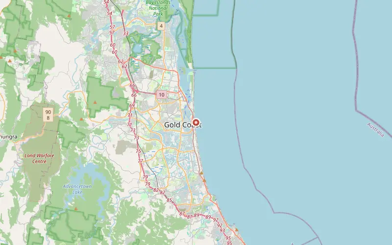 Karta som visar var Gold Coast ligger