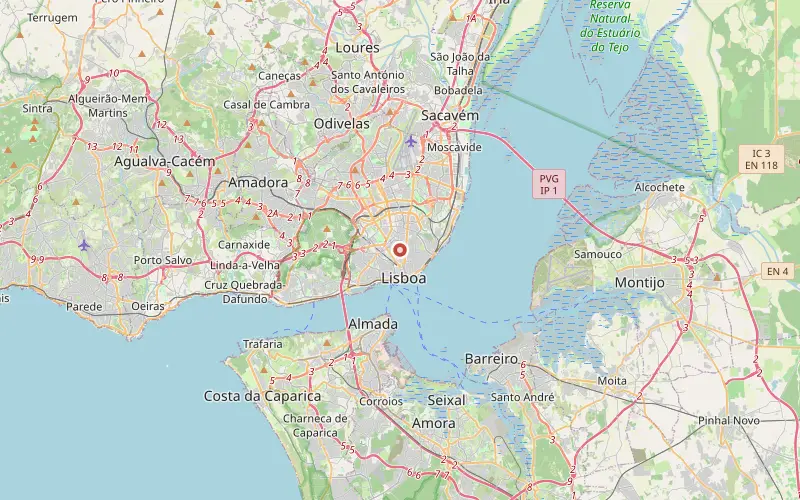 Karta som visar var Lissabon ligger