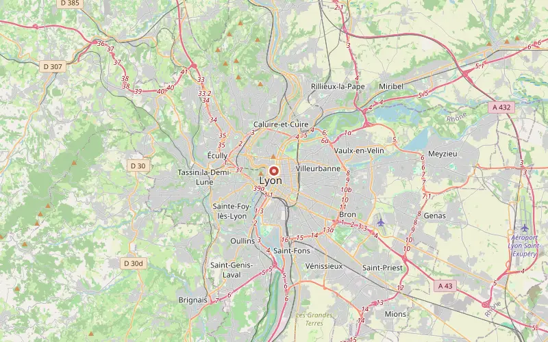 Karta som visar var Lyon ligger