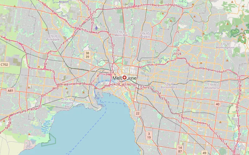 Karta som visar var Melbourne ligger