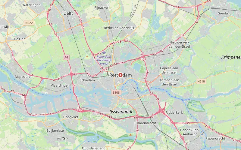 Karta som visar var Rotterdam ligger