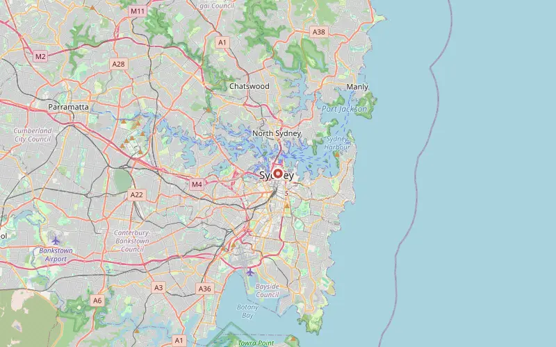 Karta som visar var Sydney ligger