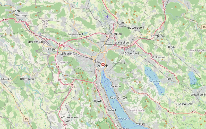 Karta som visar var Zürich ligger